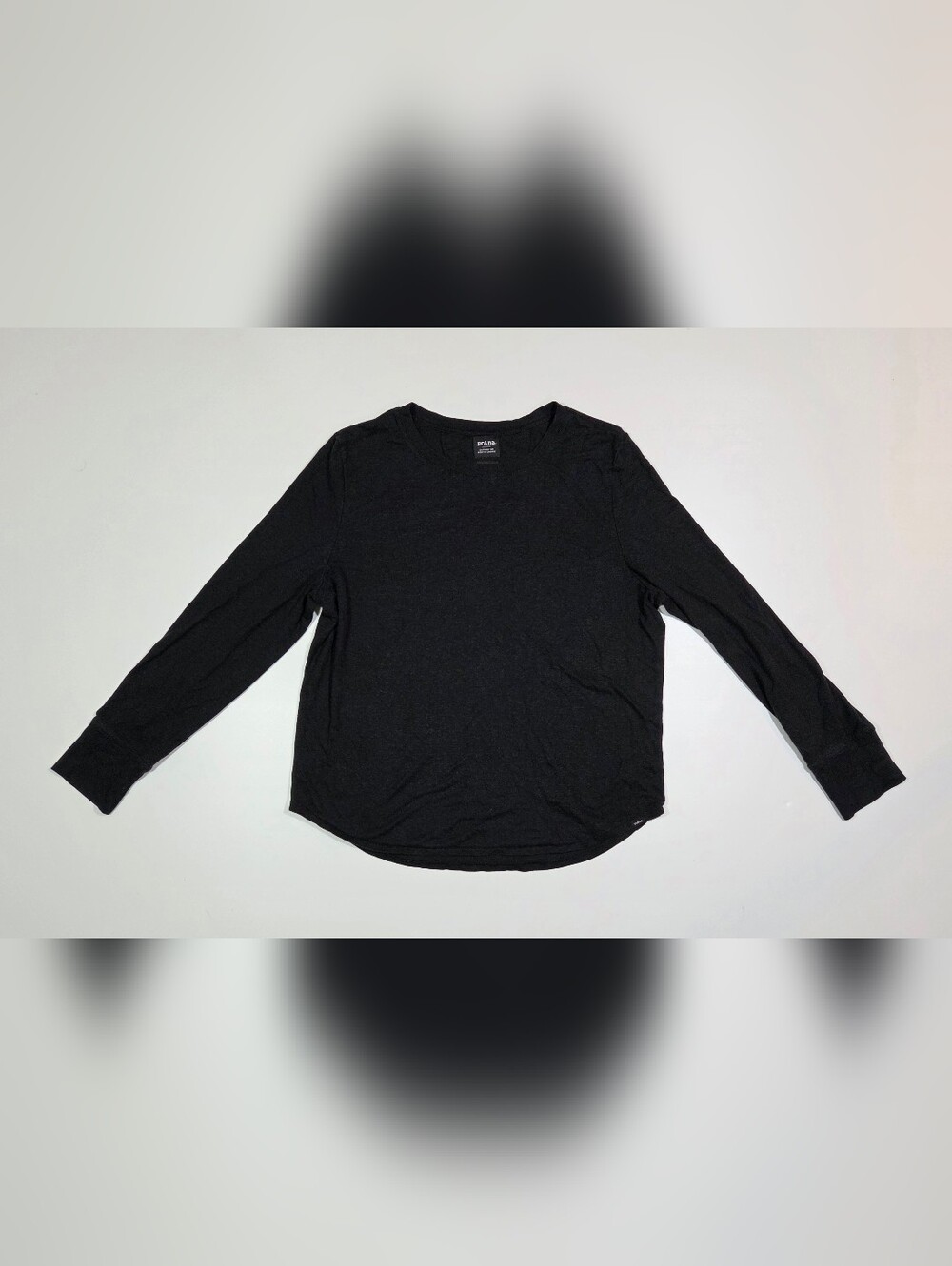 Prana Black Long Sleeve Crew Neck Pullover T-Shirt Womens Size XL Lightweight
